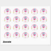 Sticker Rond Baby shower Unicorne rose (Feuille)