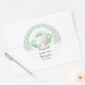 Sticker Rond Baby shower Unisex éléphant vert (Enveloppe)
