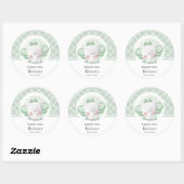 Sticker Rond Baby shower Unisex éléphant vert (Feuille)