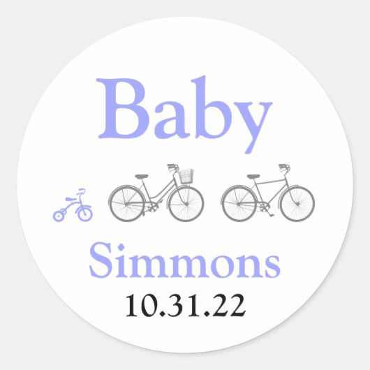 Sticker Rond Baby shower vélo périphérique (Devant)