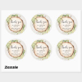 Sticker Rond Baby shower verdure rustique forestier (Feuille)