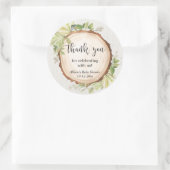 Sticker Rond Baby shower verdure rustique forestier (Sac)