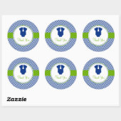 Sticker Rond Baby shower vert bleu Little Man Chevron (Feuille)