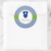 Sticker Rond Baby shower vert bleu Little Man Chevron (Sac)