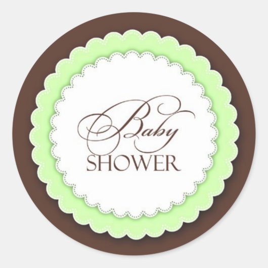 Sticker Rond Baby shower Vert Brown (Devant)