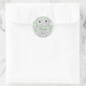 Sticker Rond Baby shower vert éléphant (Sac)