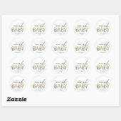 Sticker Rond Baby shower vert moderne à privilégier (Feuille)