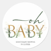 Sticker Rond Baby shower vert moderne à privilégier (Devant)