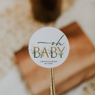Sticker Rond Baby shower vert moderne à privilégier