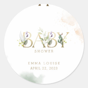 Sticker Rond Baby shower vert or Eucalyptus
