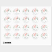 Sticker Rond Baby shower vert rose Floral Merci (Feuille)
