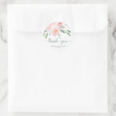 Sticker Rond Baby shower vert rose Floral Merci (Sac)