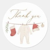 Sticker Rond Baby shower Vêtements de Noël d'hiver (Devant)