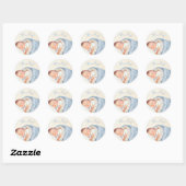 Sticker Rond Baby shower Vintage bleu garçons (Feuille)