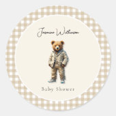 Sticker Rond Baby shower vintage Teddy (Devant)