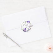 Sticker Rond Baby shower violet fleur sauvage (Enveloppe)