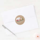 Sticker Rond Baby shower Virtuel Par Mail Red Camper Cardstock (Enveloppe)