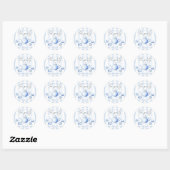 Sticker Rond Baby shower Watercolor Blue Tea Party (Feuille)