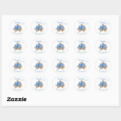 Sticker Rond Baby shower Whimsical Citrouille bleu (Feuille)