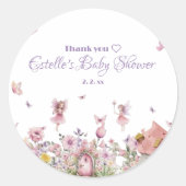 Sticker Rond Baby shower Whimsical Fairy Garden (Devant)
