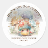 Sticker Rond Baby shower Whimsical Mushroom (Devant)