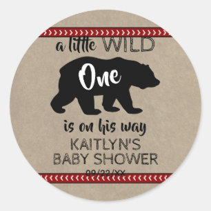 Sticker Rond Baby shower Wild One Boys