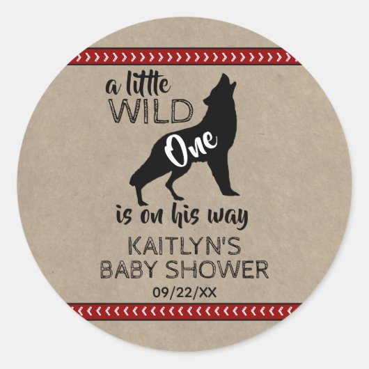 Sticker Rond Baby shower Wild One Boys (Devant)