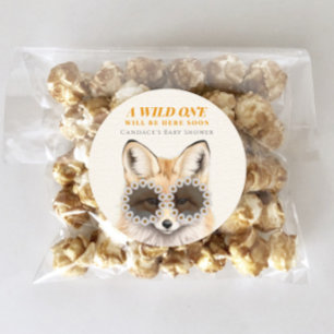 Sticker Rond Baby shower Wild One Daisy Fox