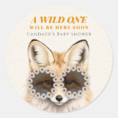 Sticker Rond Baby shower Wild One Daisy Fox (Devant)