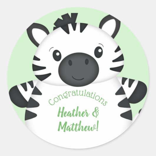 Sticker Rond Baby shower Zebra (Devant)
