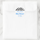 Sticker Rond Baby shower Zebra Pattern. Bleu, noir et blanc. (Sac)