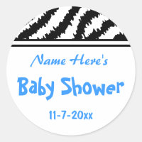 Baby shower Zebra Pattern. Bleu, noir et blanc.