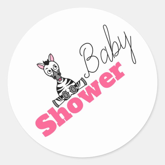 Sticker Rond Baby Zebra, Baby shower (Devant)