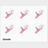 Sticker Rond Baby Zebra, Baby shower (Feuille)