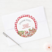 Sticker Rond Baby's Cherry First Red Gingham Birthday (Enveloppe)