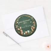Sticker Rond Baby's First Easter Spring Wreath Woodland Animals (Enveloppe)