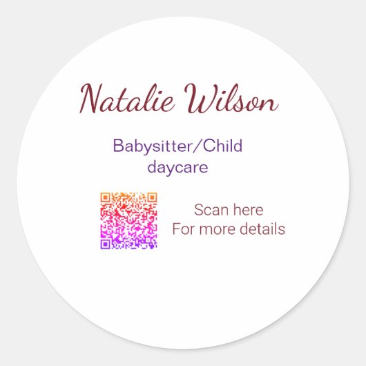 Sticker Rond Babysitter garderie nounou ajouter nom détails q (Devant)