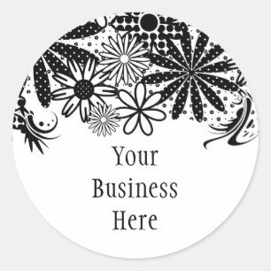 Sticker Rond Bac à fleurs à pointes noir et blanc