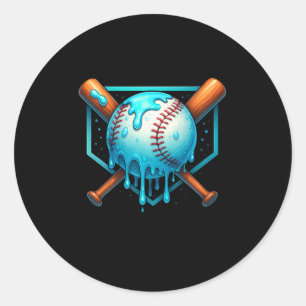 Sticker Rond Bac De Baseball Pour Les Garçons Crème De Glace Dé