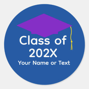 Sticker Rond Bac de graduation violet #1-5