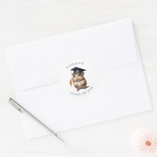 Sticker Rond Baccalauréat en hamster (Enveloppe)