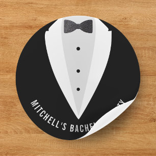 Sticker Rond Bachelor Party Black Costume & Bowtie