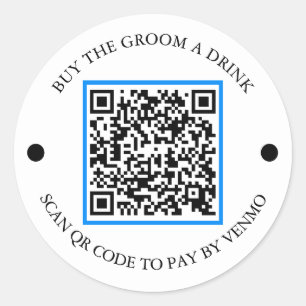 Sticker Rond Bachelor party Code QR Acheter The Groom A Drink