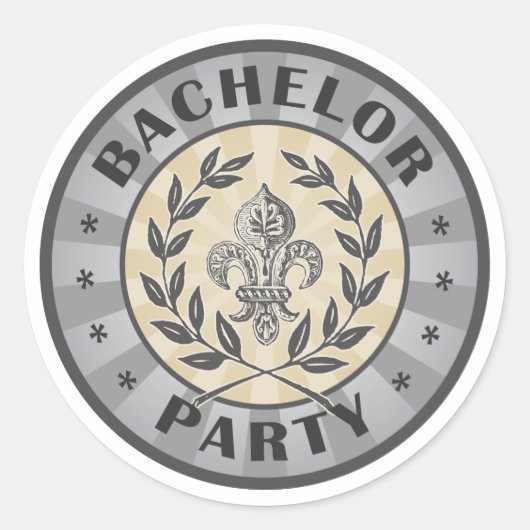 Sticker Rond Bachelor Party Crest Design (Devant)