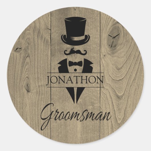 Sticker Rond Bachelor Party Groomsman Mariage Packaging Étiquet (Devant)