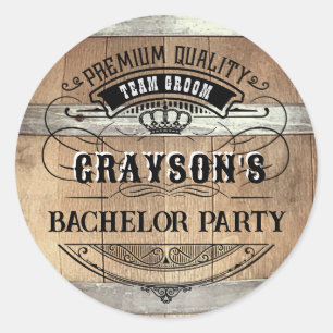 Sticker Rond Bachelor Party Rustique