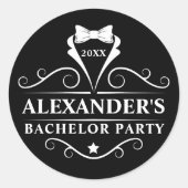Sticker Rond Bachelor Party Tuxedo Cravate noir (Devant)