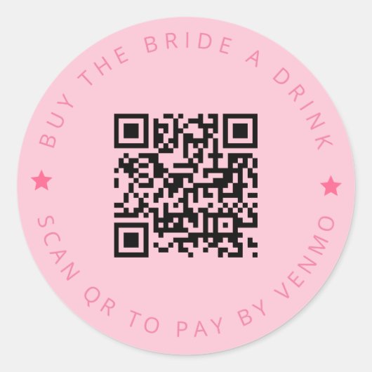 Sticker Rond Bachelorette Acheter L'Épouse Un Boisson Rose QR C (Devant)