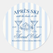 Sticker Rond Bachelorette Bleue Bleu Apres Ski (Devant)