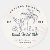 Sticker Rond Bachelorette Coastal Cowgirl (Devant)